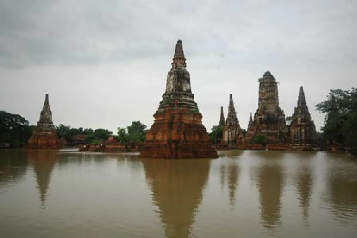 น้ำทะลักท่วมวัดไชยฯอยุธยา