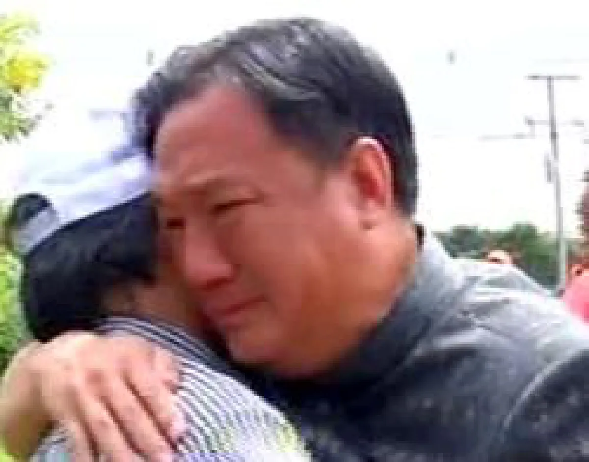 tearful hug