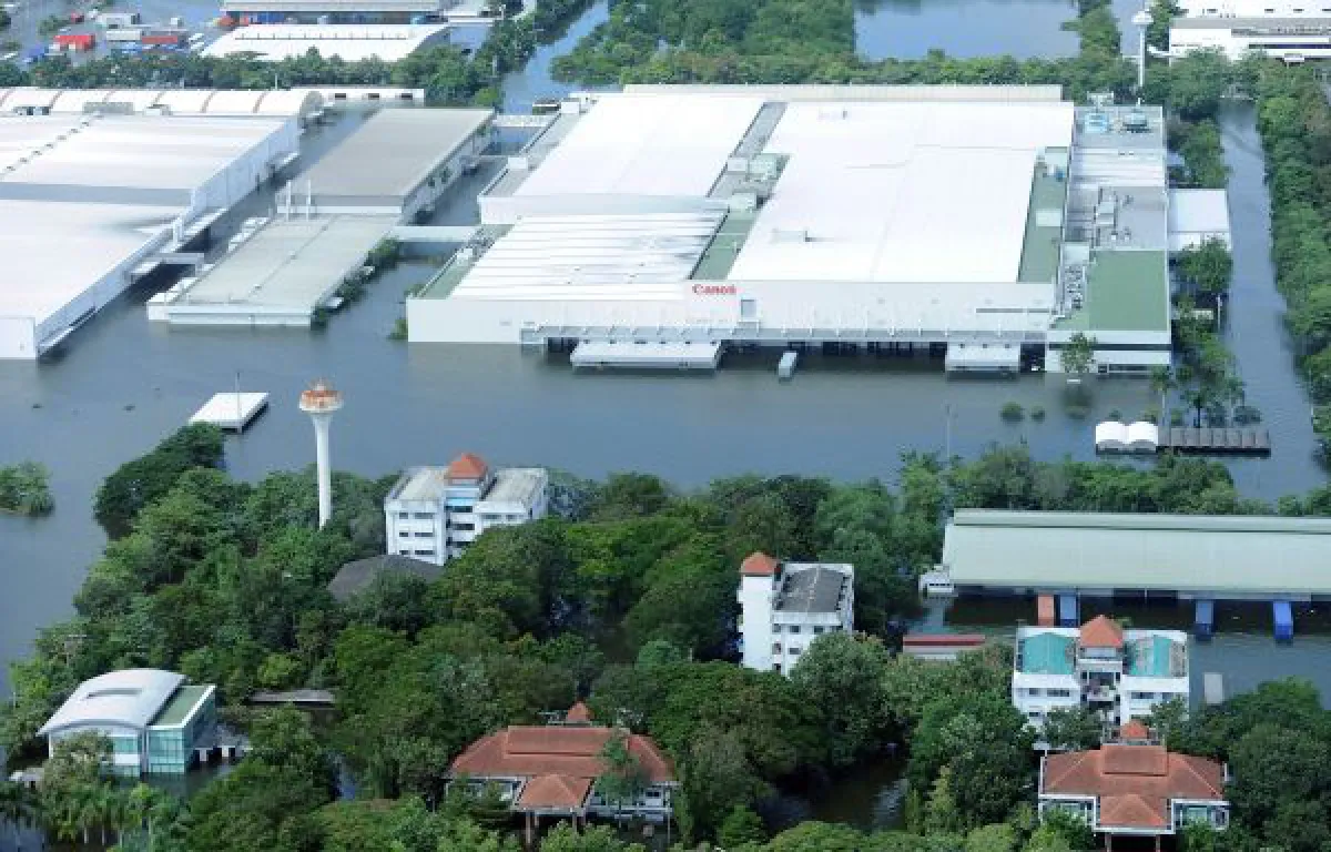 flooded industrial estate