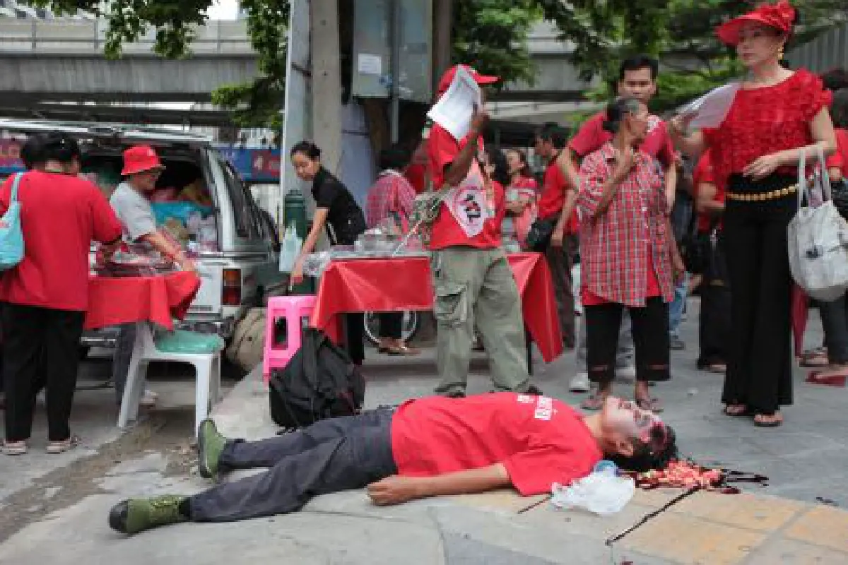 red shirt protester