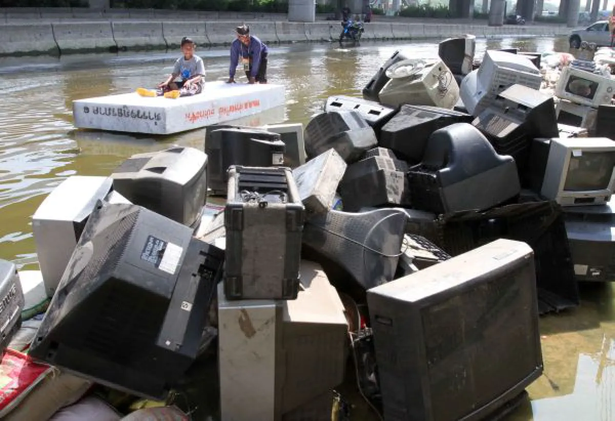 piles of TV after flood