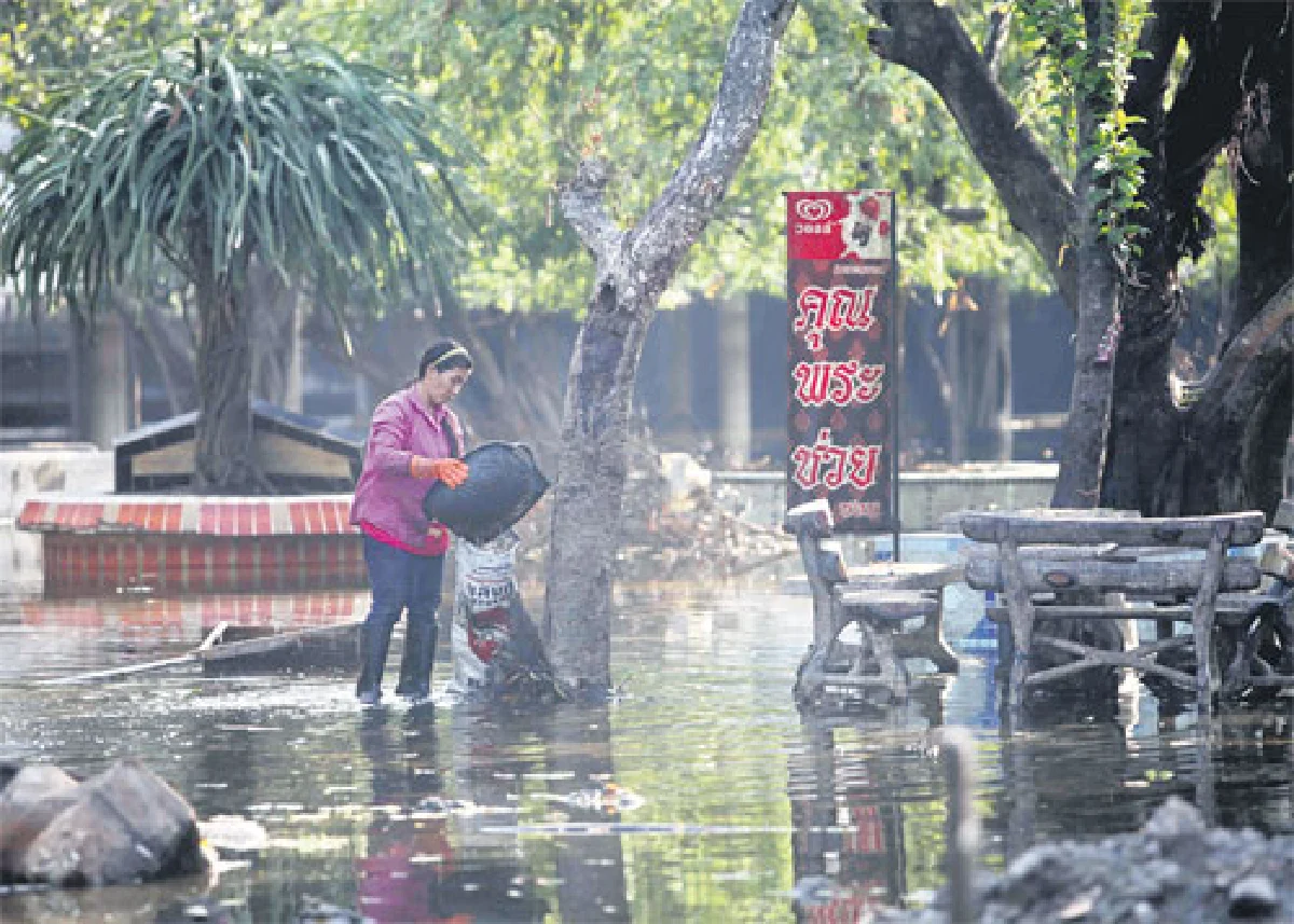 Flooded Wat Suan Kaew coming back to life