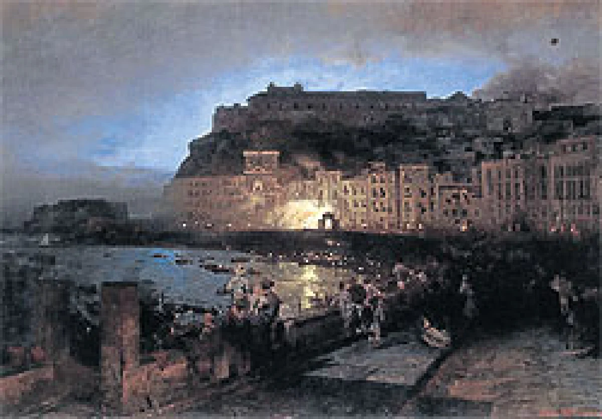 Fireworks in Naples (ปี 1875) ภาพสีน้ำมันบนผ้าใบ โดย ออสวาลด์ อาเคนบาค
