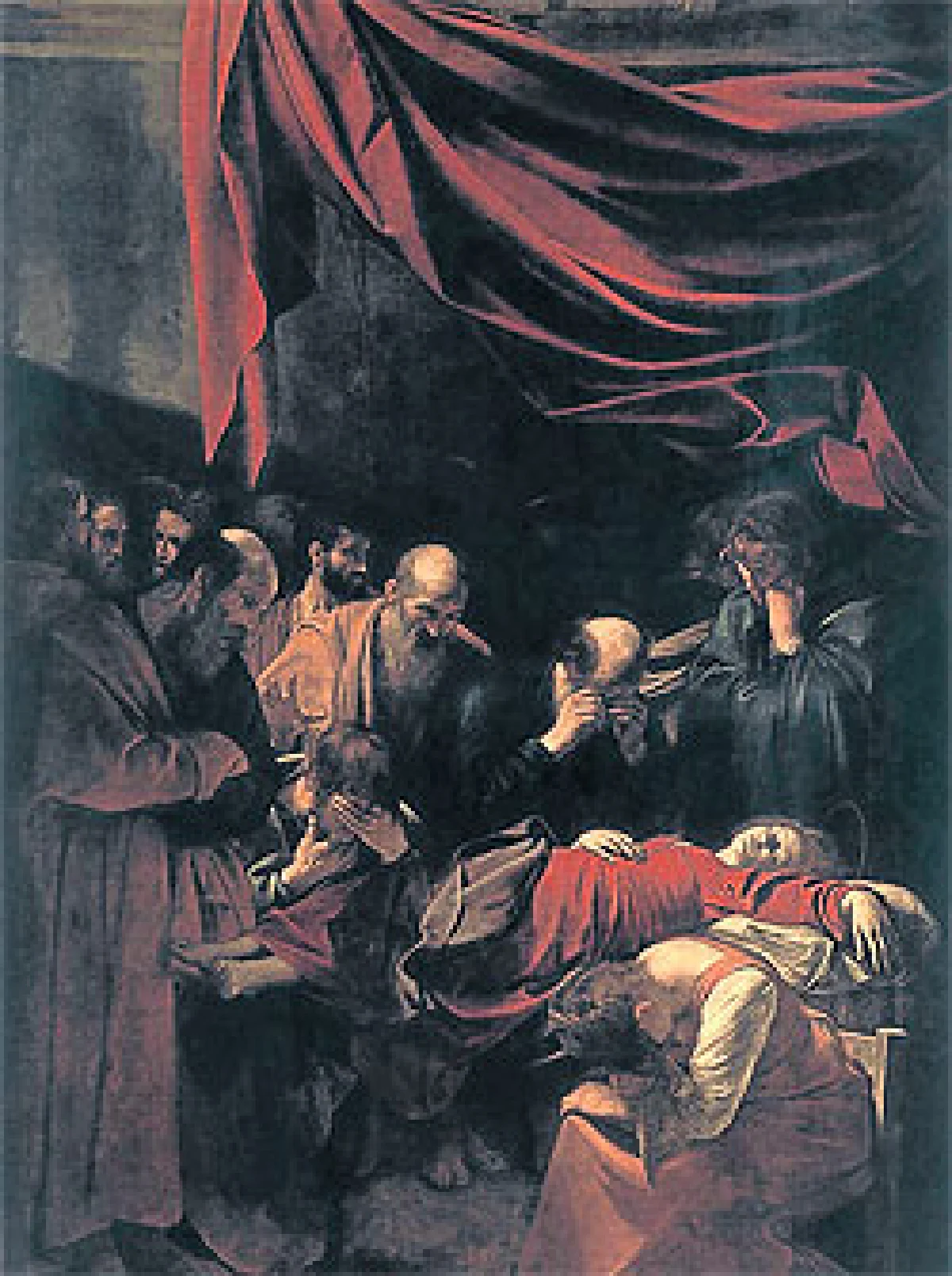 The Death of the Virgin ปี 16021606 สีน้ำมันบนผ้าใบ โดย มิเกลังเจโล การาวาจโจ