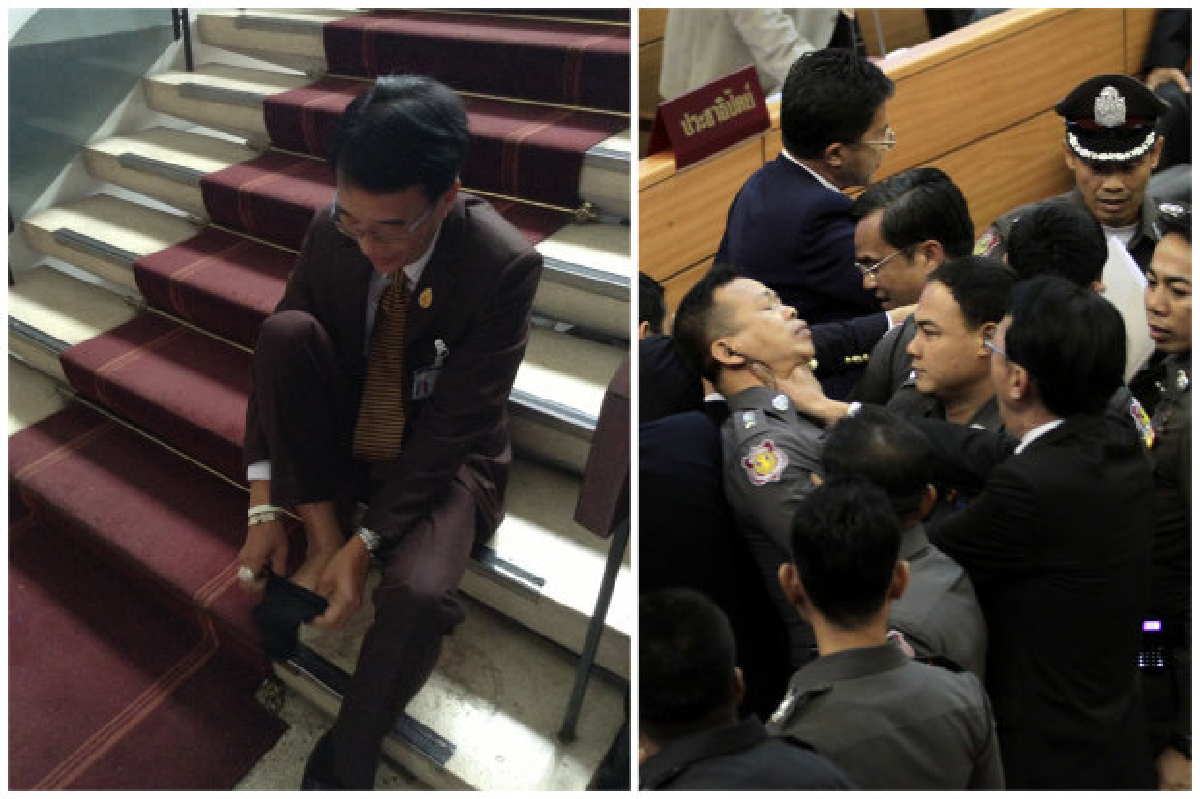 ปชป.แจงถูกเหยียบแผลเหตุกระทบกระทั่งจนท.สภา ปชป.แจงถูกเหยียบแผลเหตุกระทบกระทั่งจนท.สภา