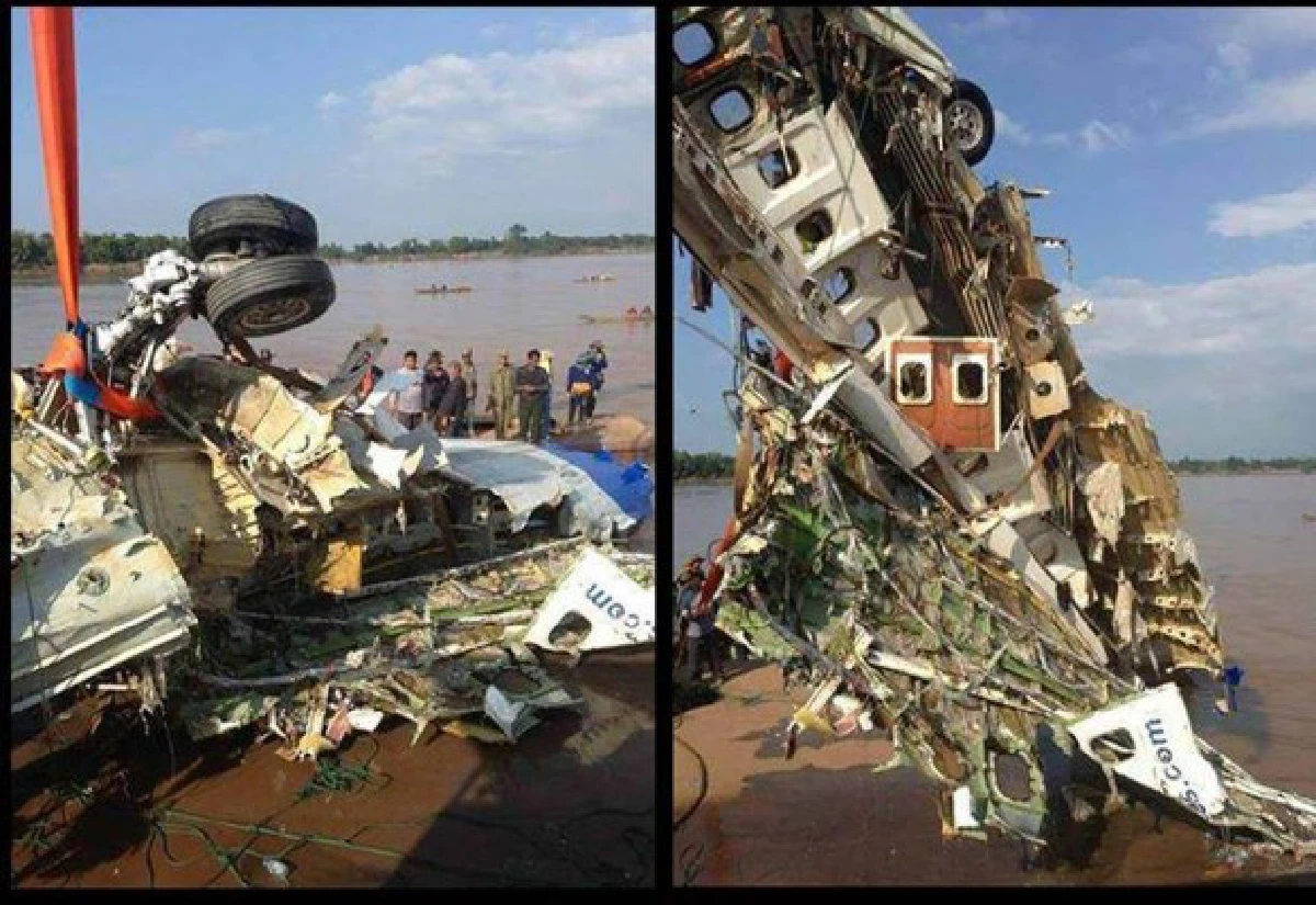 เผยภาพซากเครื่องบินลาวตกแม่น้ำโขง