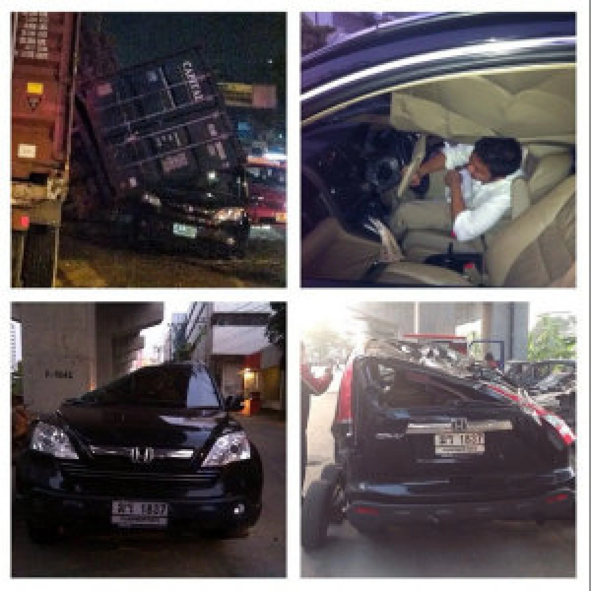 คอนเทนเนอร์หล่นใส่รถน้องชายแบม จณิสตา