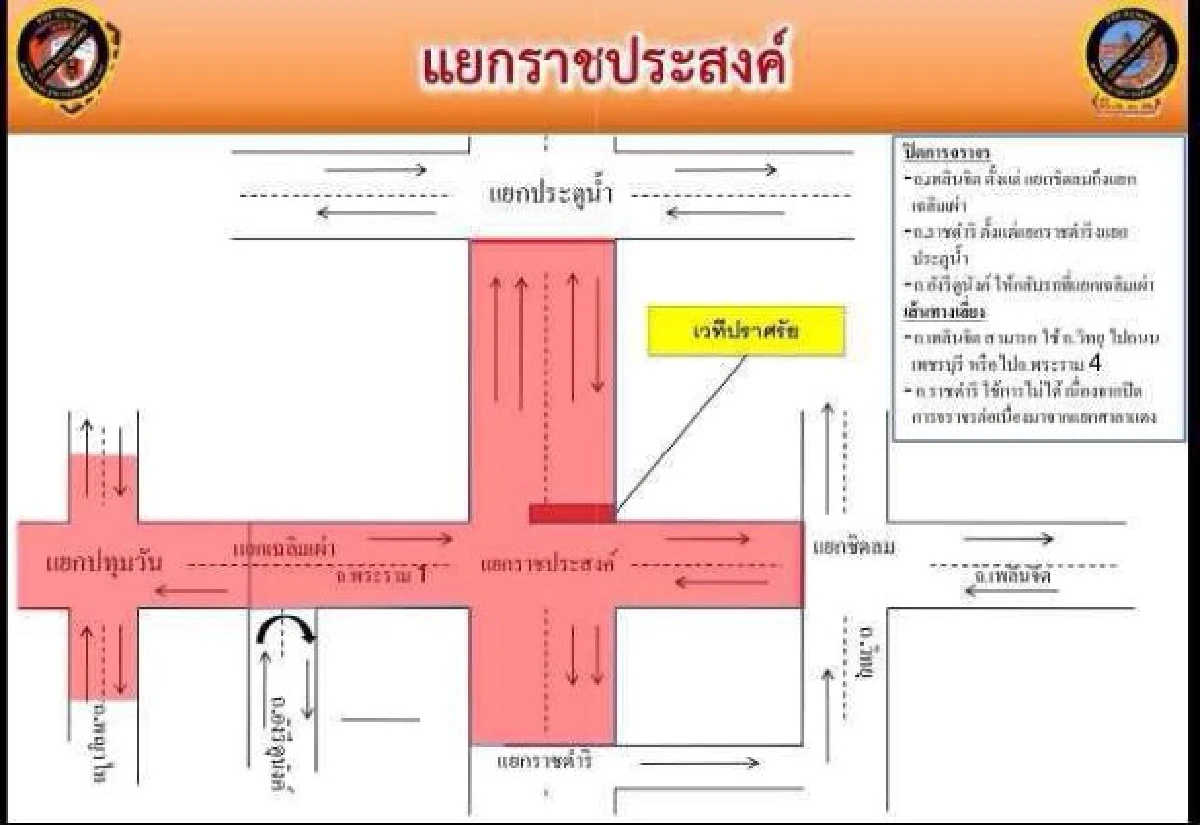 ตร.จราจรแนะถนนเลี่ยงพื้นที่ชุมนุม