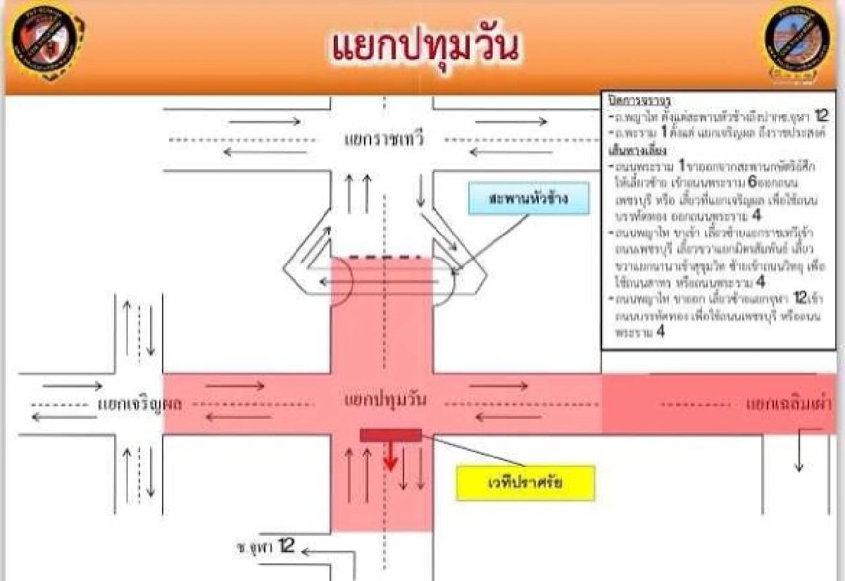 ตร.จราจรแนะถนนเลี่ยงพื้นที่ชุมนุม