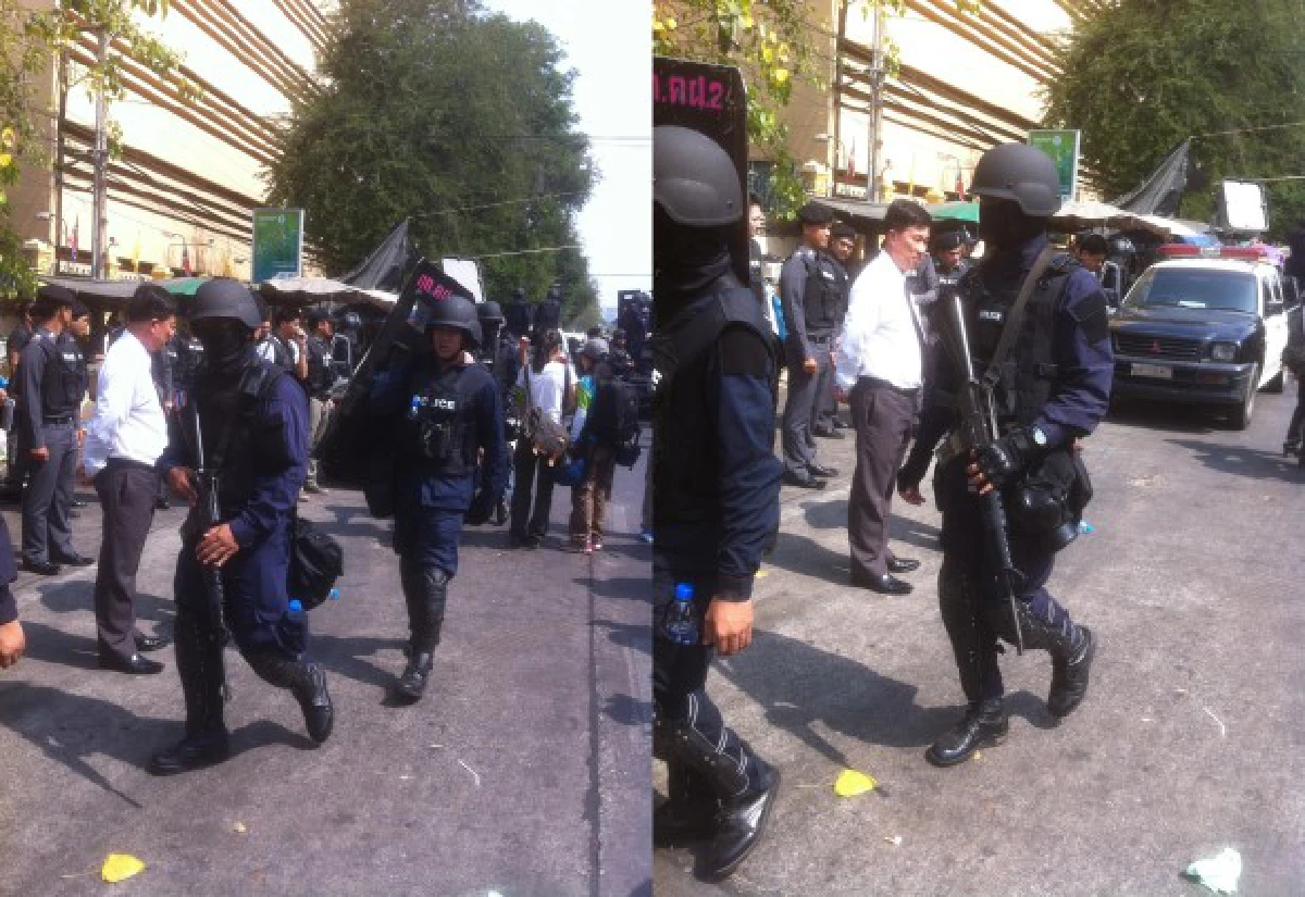 สุเทพนำมวลชนกลับปทุมวันชี้ตร.ใช้อาวุธกับม็อบ