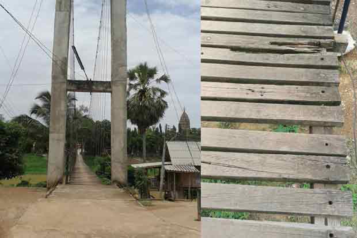 สุโขทัยสะพานแขวนข้ามแม่น้ำยมชำรุด สุโขทัยสะพานแขวนข้ามแม่น้ำยมชำรุด
