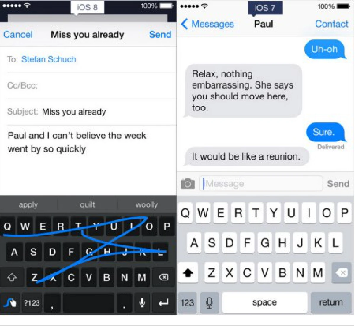 เทียบโฉม'iOS8'กับ'iOS7'เม็ดต่อเม็ด