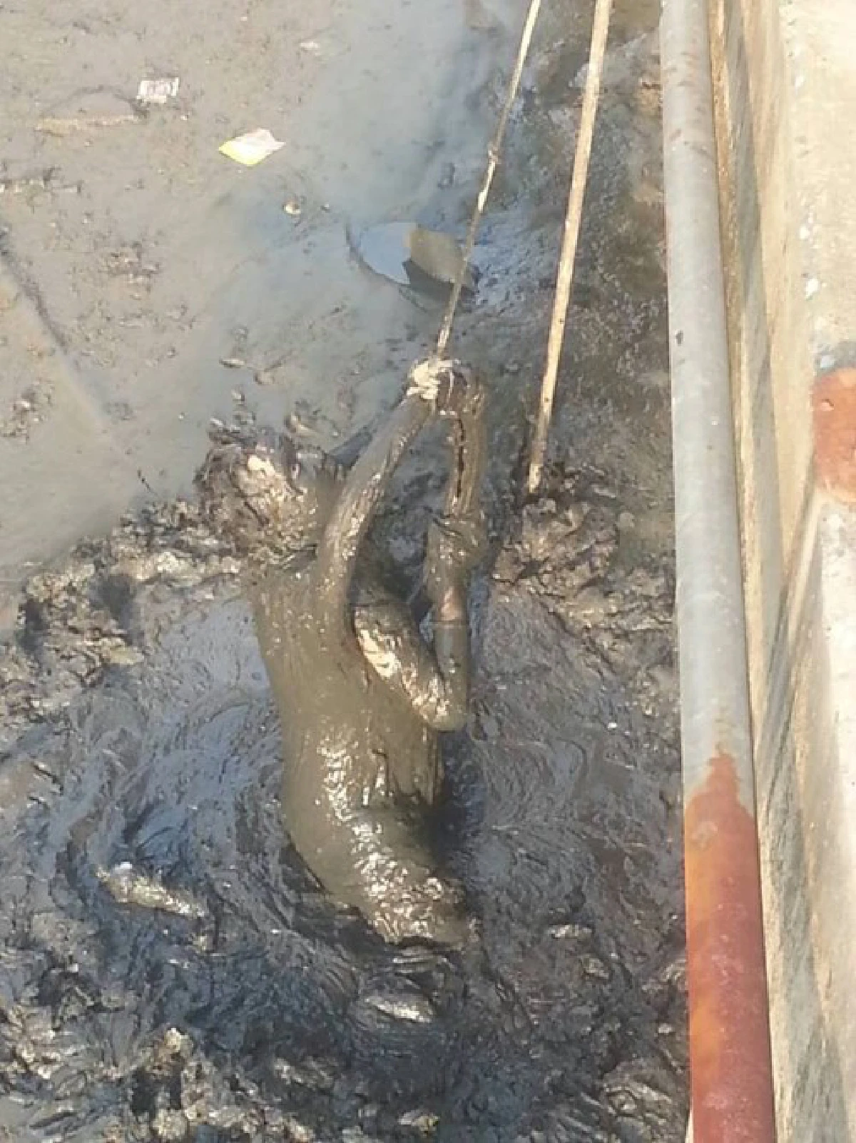 กู้ภัยช่วยชายพลัดตกคลองเจอโคลนดูดย่านพระราม9