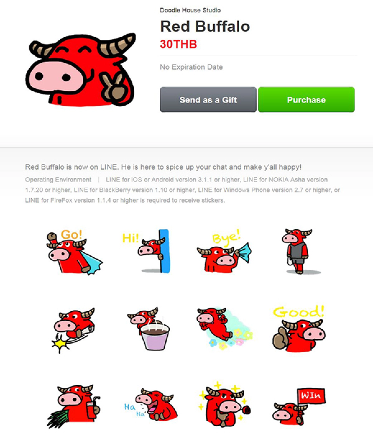 Red buffalo sticker: Banned from Line