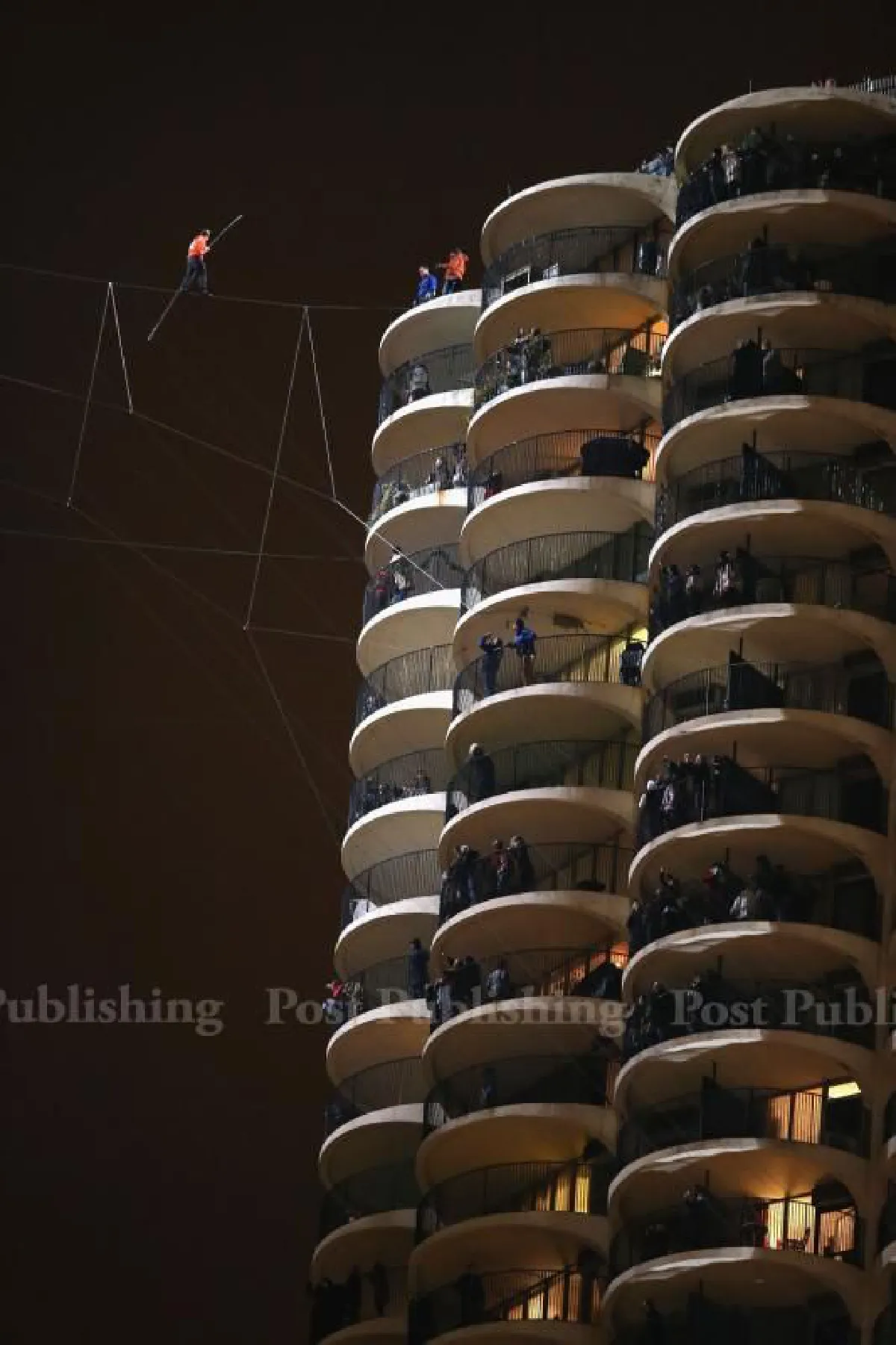 Tightrope walk blindfolded, high above Chicago streets (video)