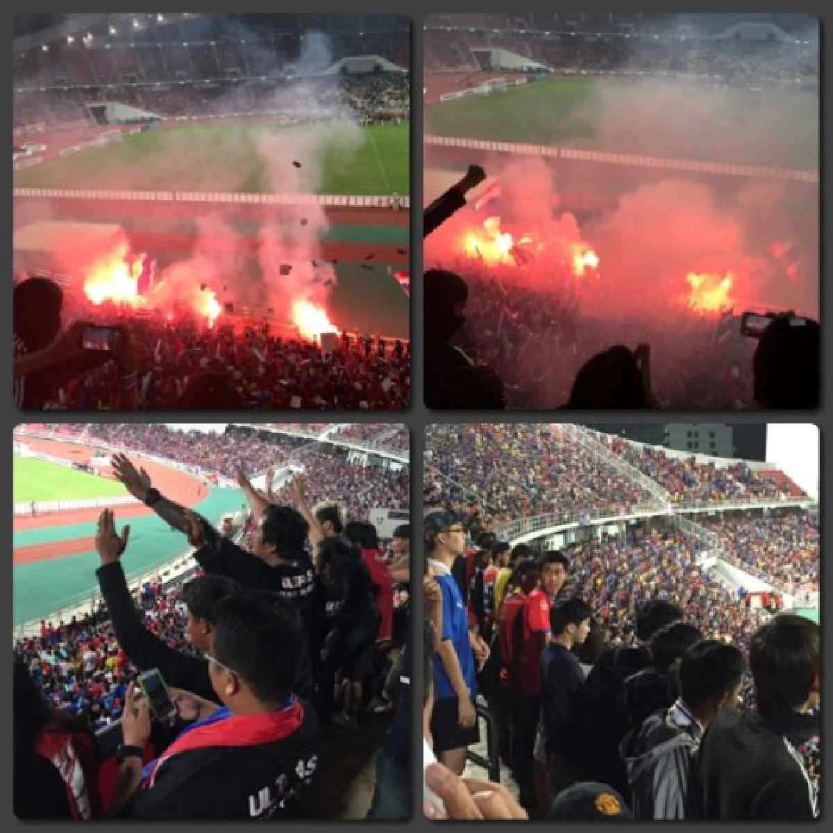 แฟนบอลไทยโต้เดือด!เชียร์ดุ-จุดพลุไฟในสนาม
