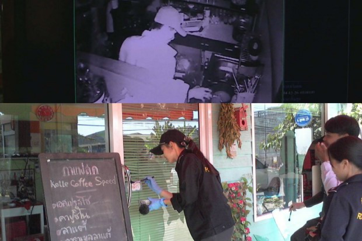 คนร้ายทุบกระจกฉกทรัพย์ร้านกาแฟ คนร้ายทุบกระจกฉกทรัพย์ร้านกาแฟ