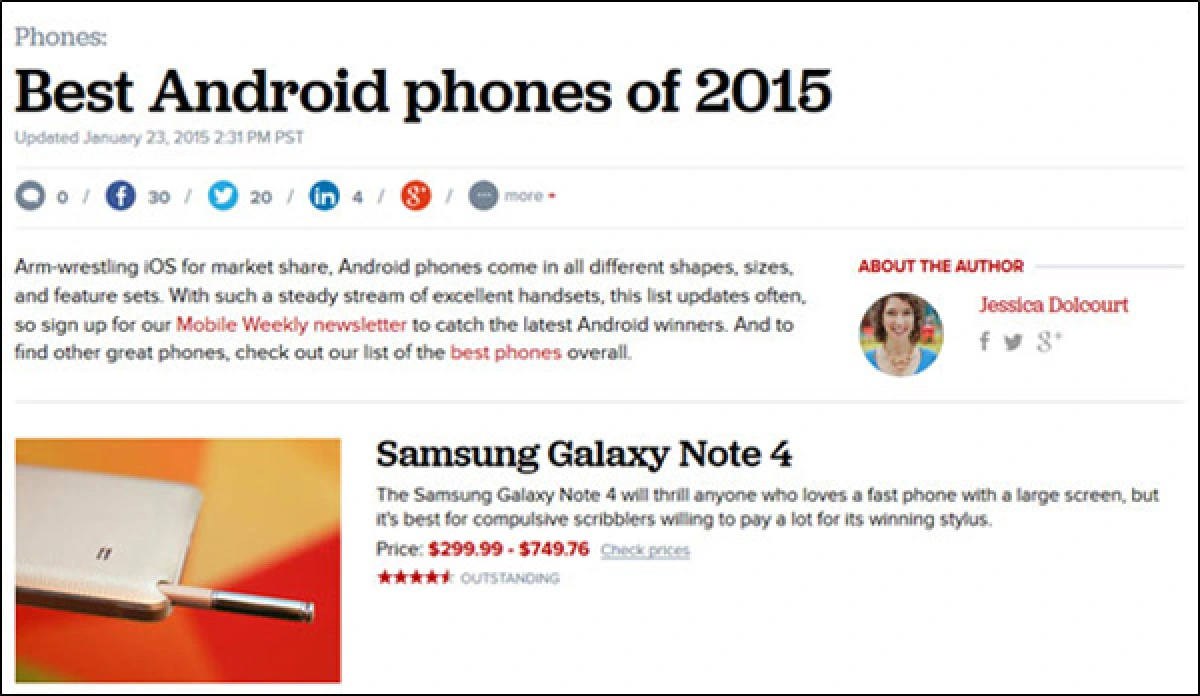 โทรศัพท์มือถือแห่งปี: Galaxy Note 4