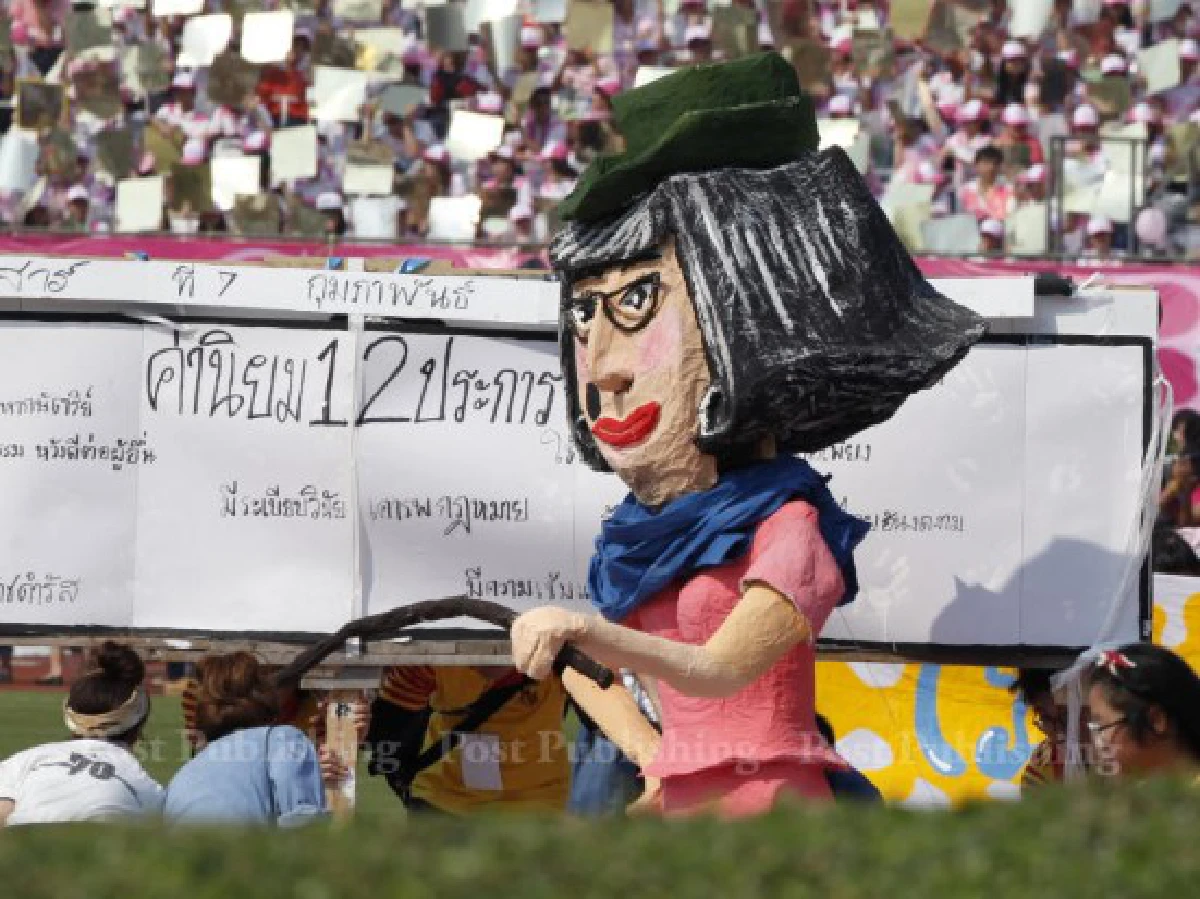 ขบวนล้อการเมืองประเพณีคู่งานบอล "จุฬาฯ-มธ."