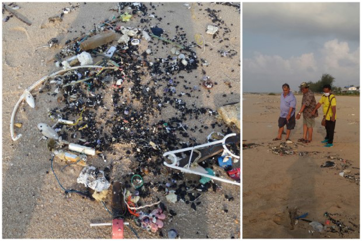 พบก้อนยางมะตอยถูกคลื่นซัดเกยหาดระยอง พบก้อนยางมะตอยถูกคลื่นซัดเกยหาดระยอง