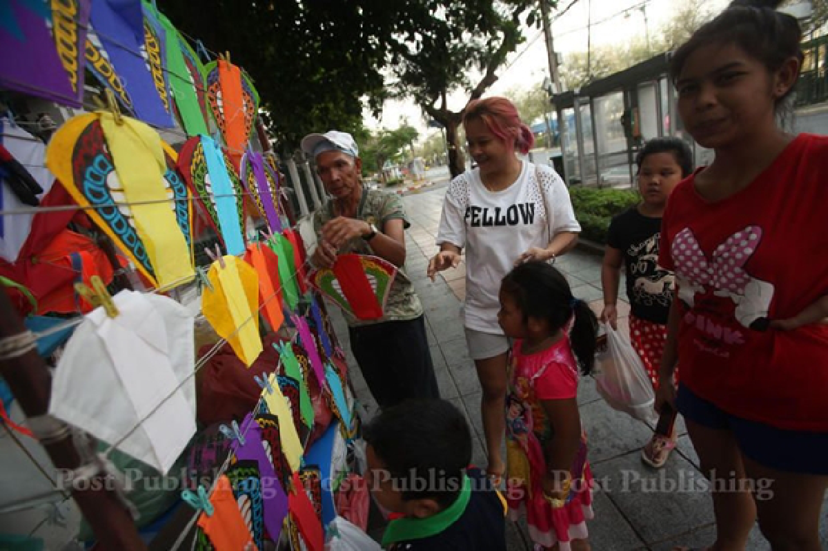 The kite-flying season in Bangkok
