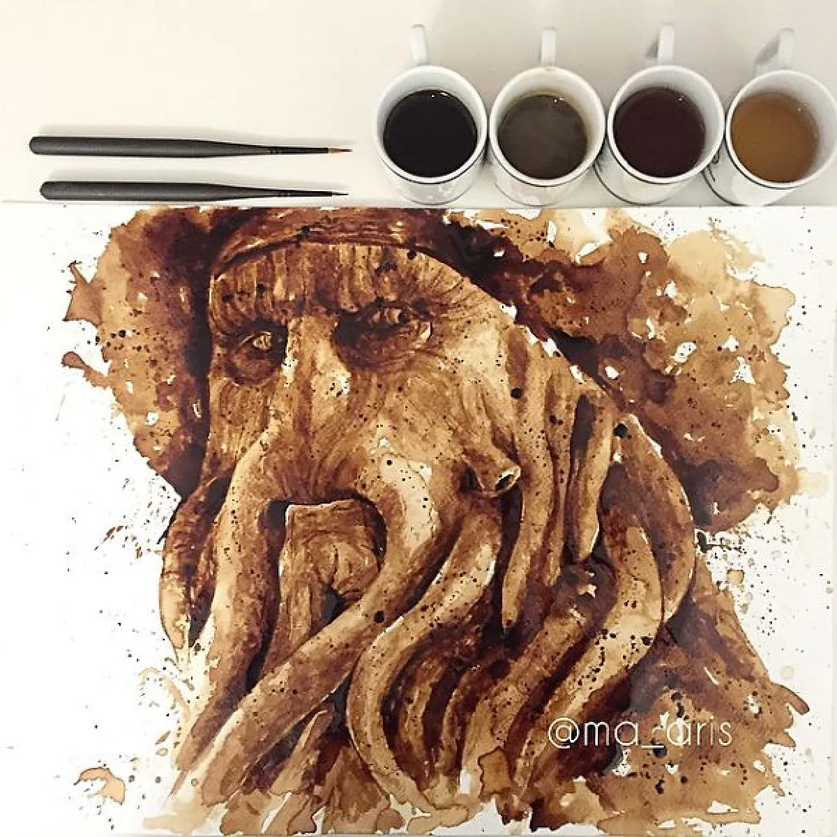 ชมภาพศิลปะสุดบรรเจิด รังสรรค์ผลงานด้วย'กาแฟ'