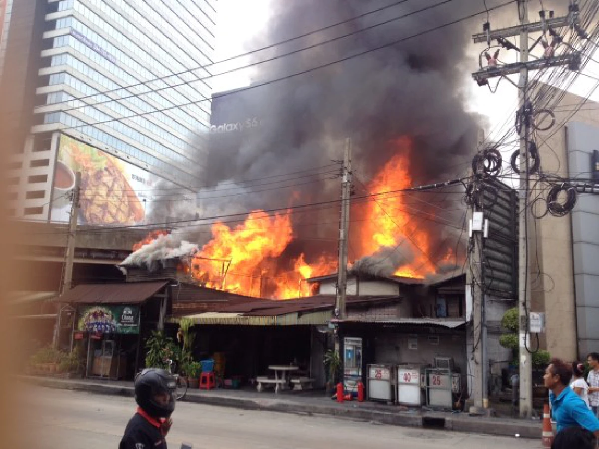 ไฟไหม้ชุมชนตลาดปีนังคลองเตยวอดหลายหลัง (ภาพชุด)