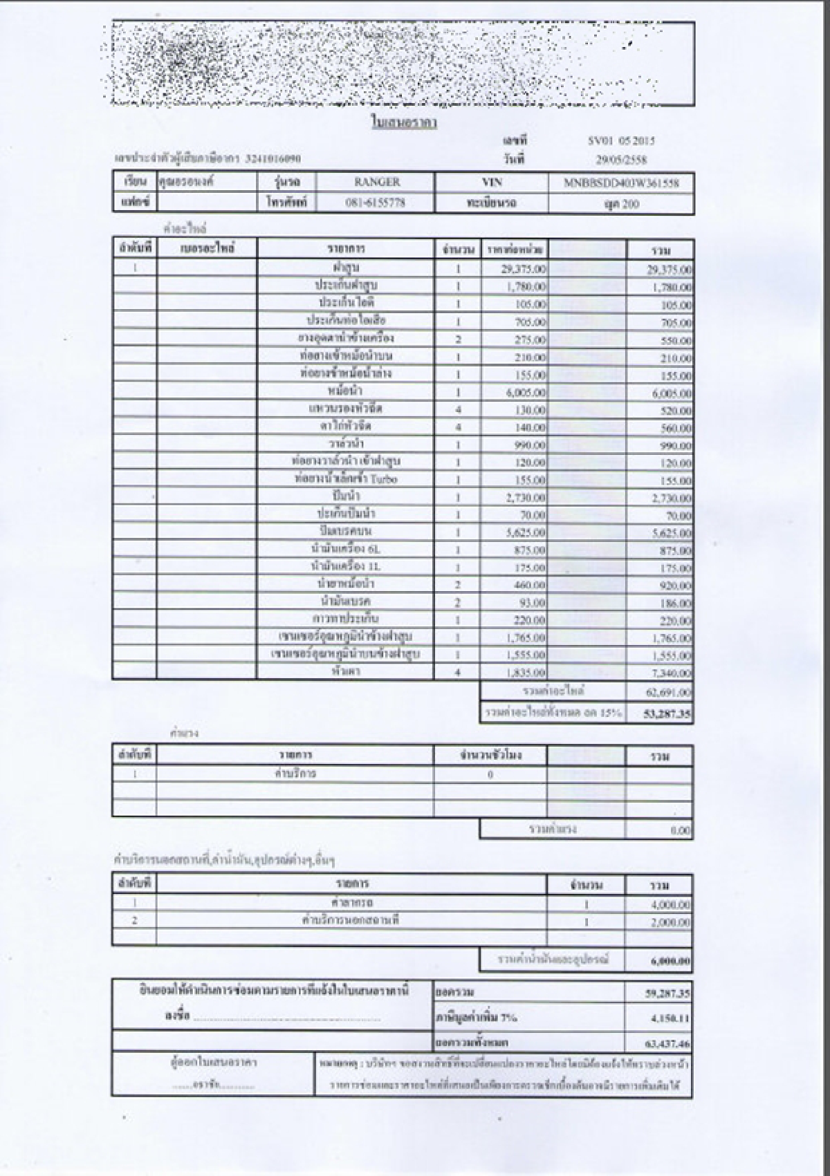 ร้องศูนย์ฟอร์ดสีลมลอยแพลูกค้าหลังตรวจเช็ครถ