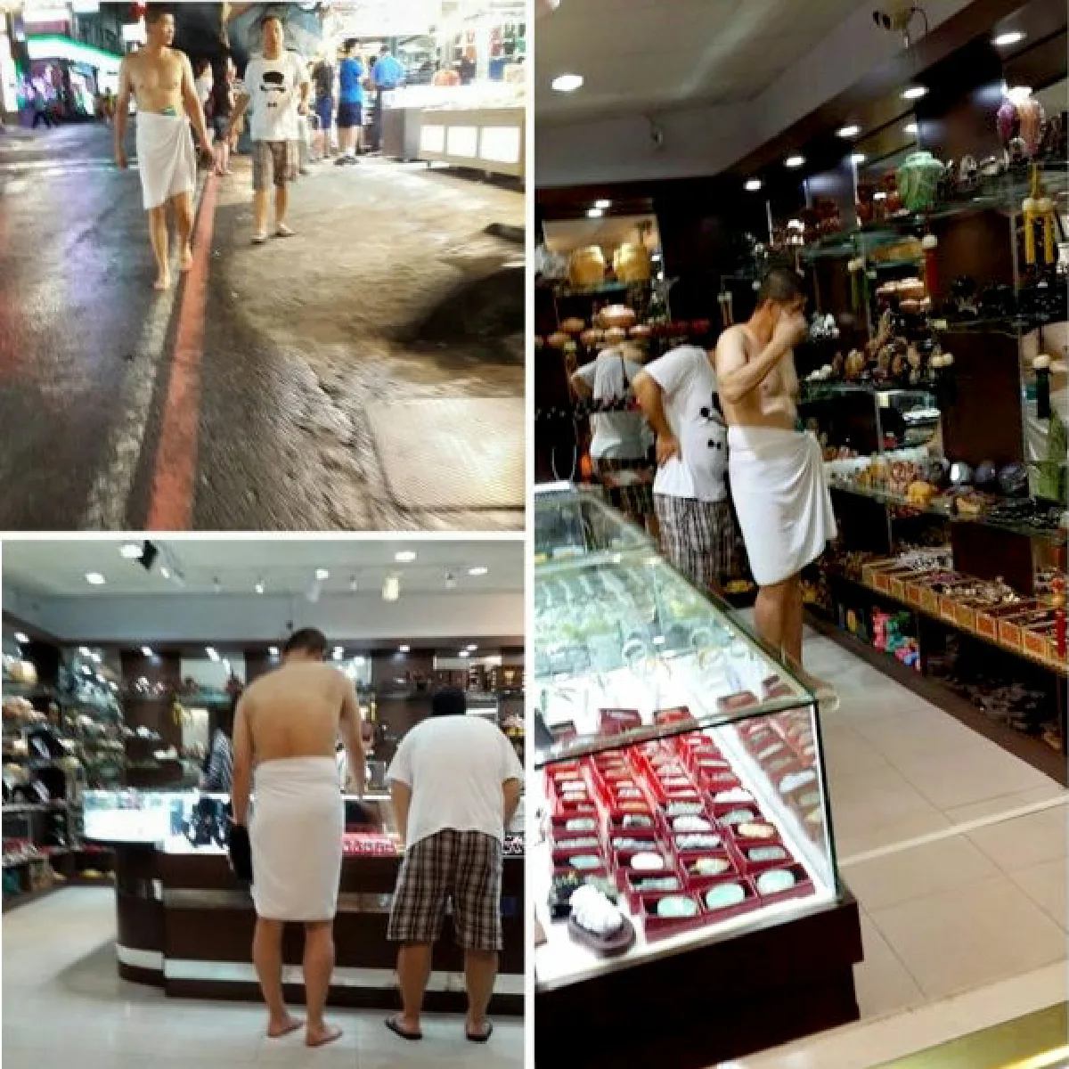 ชายจีนใจกล้า!นุ่งผ้าขนหนูตัวเดียวเดินห้าง (ชมคลิป)