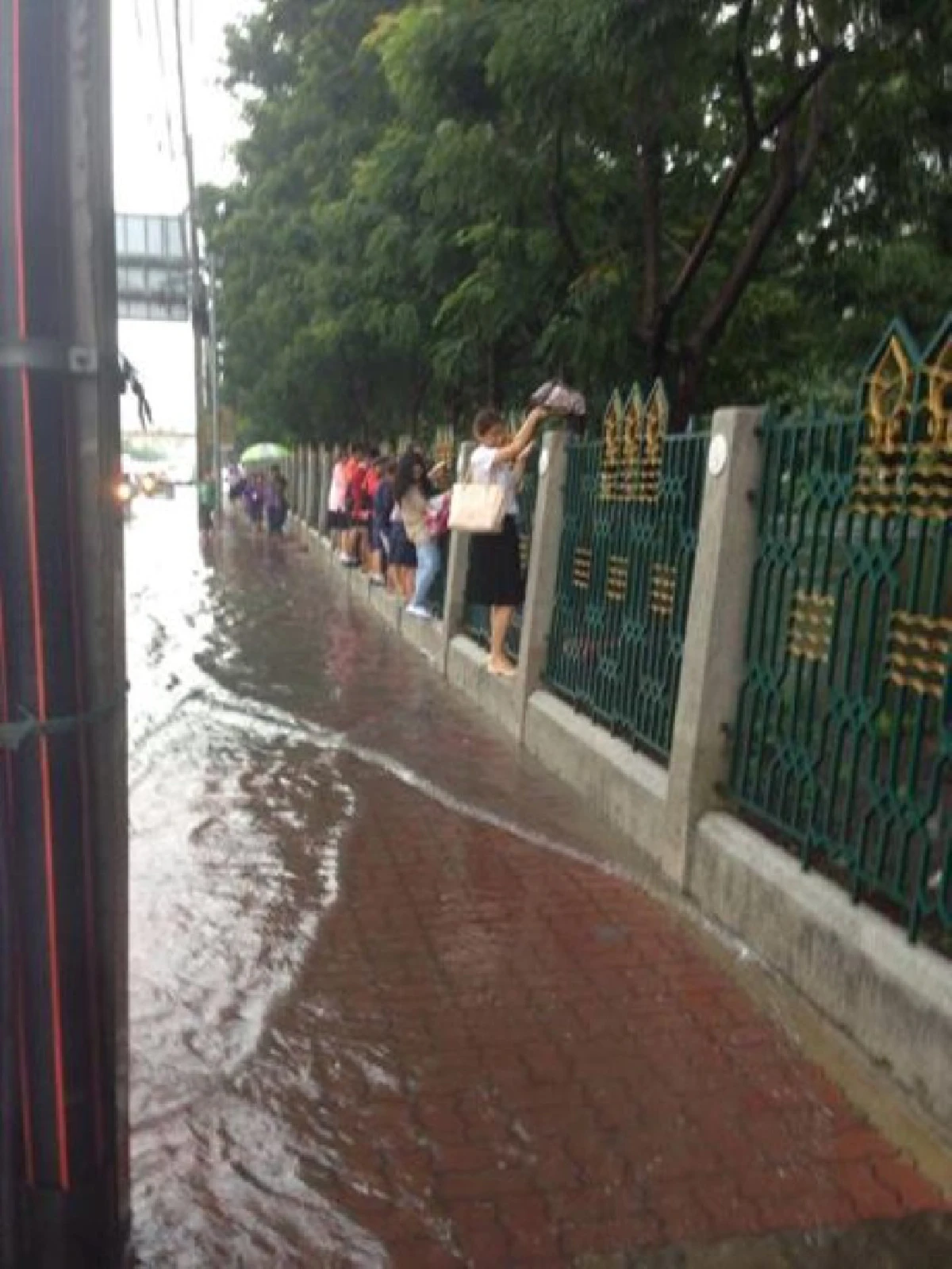 ขำไม่ออก!ภาพน้ำท่วมม.เกษตร-นิสิตปีนรั้วหนี