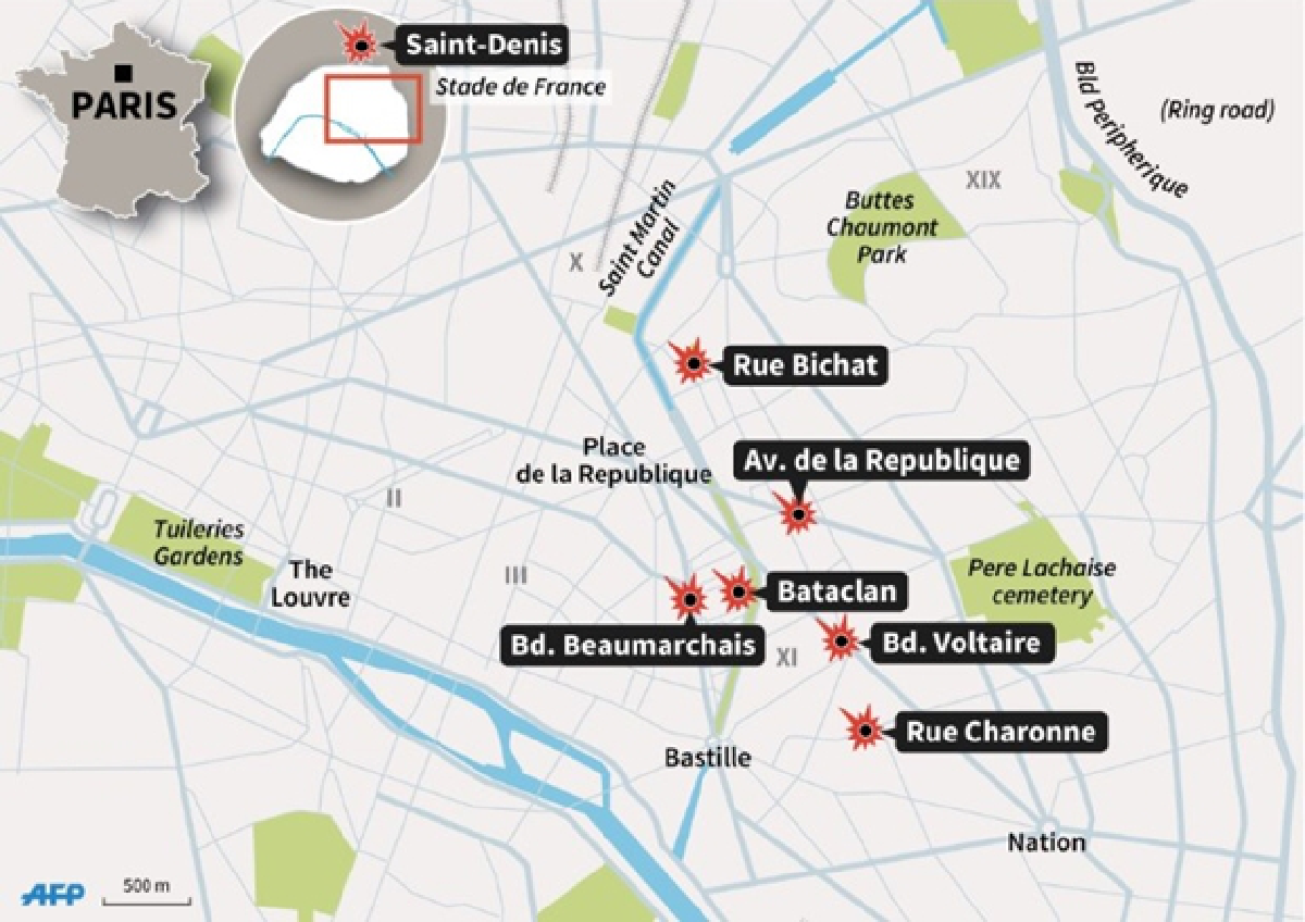 'Three teams' of attackers, French police say
