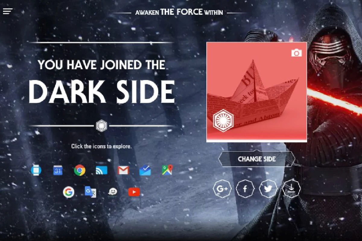 สงครามอุบัติ! 'กูเกิล'ให้คอหนังเลือกฝ่ายStar Wars (มีคลิป)