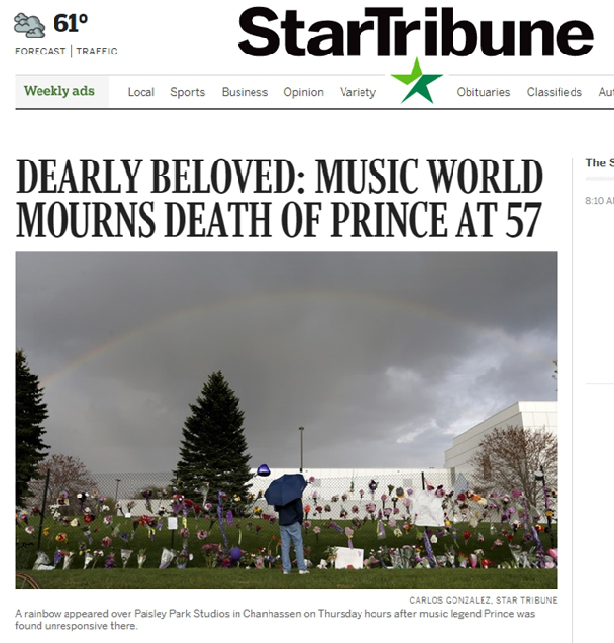 Music legend Prince dead at 57