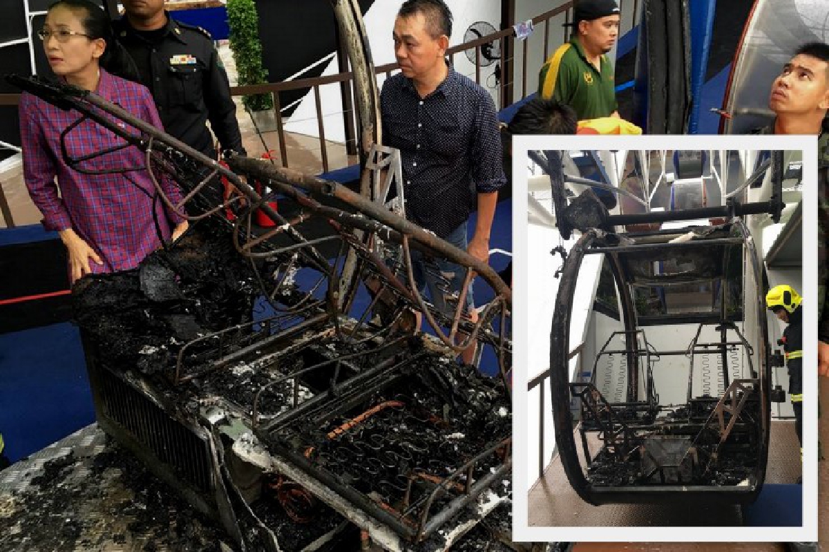 คาดเพลิงไหม้กระเช้าสวนสนุกจากไฟฟ้าลัดวงจร คาดเพลิงไหม้กระเช้าสวนสนุกจากไฟฟ้าลัดวงจร