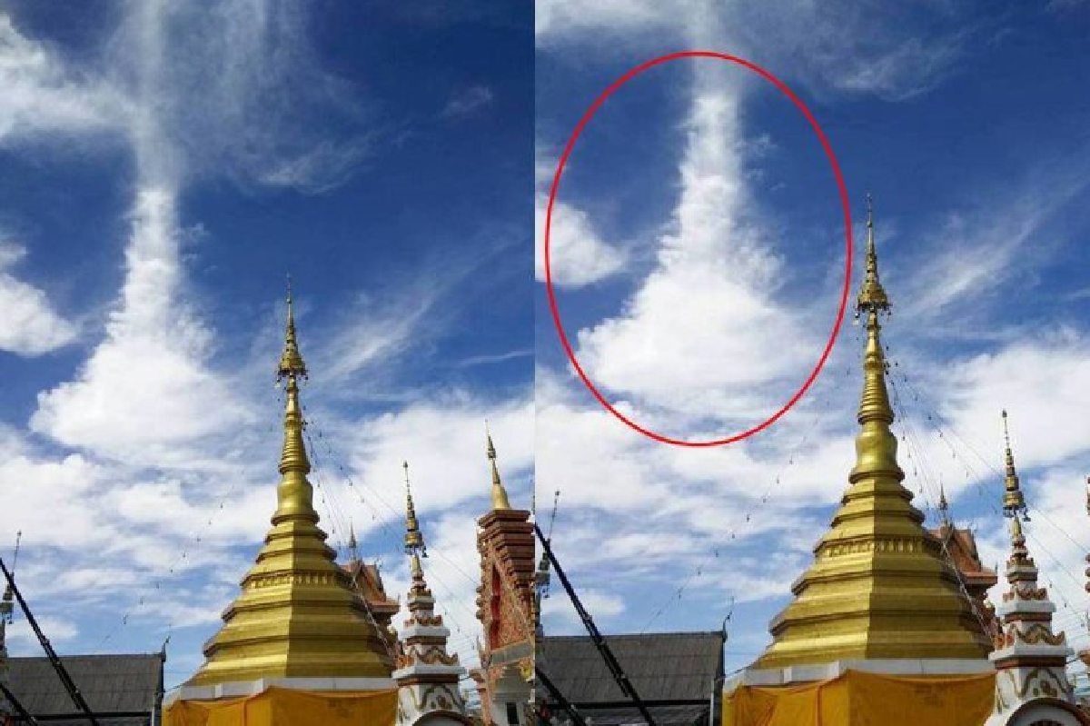 ชมก้อนเมฆก่อตัวคล้ายองค์พระธาตุสีทองที่ลำปาง ชมก้อนเมฆก่อตัวคล้ายองค์พระธาตุสีทองที่ลำปาง