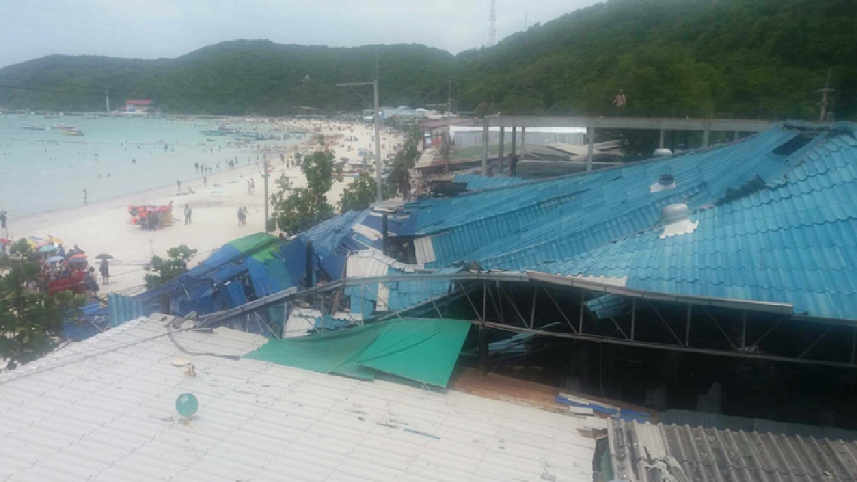 หลังคาร้านอาหารเกาะล้านถล่มเจ็บ2ราย