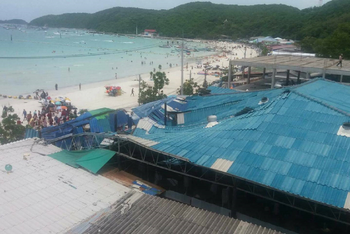 หลังคาร้านอาหารเกาะล้านถล่มเจ็บ2ราย