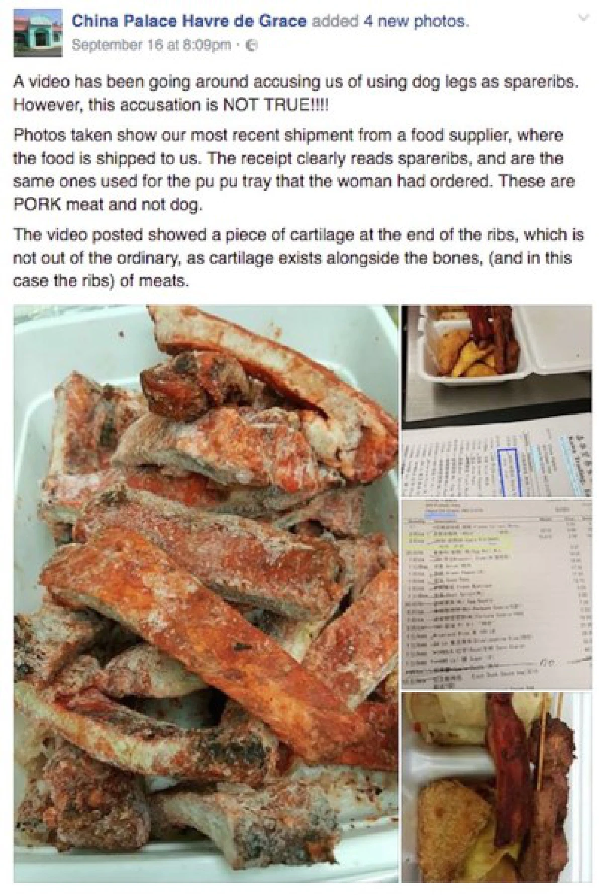 สาวมะกันเดือดสั่งซี่โครงหมูจากร้านอาหารจีน แต่ได้อุ้งเท้าหมา!