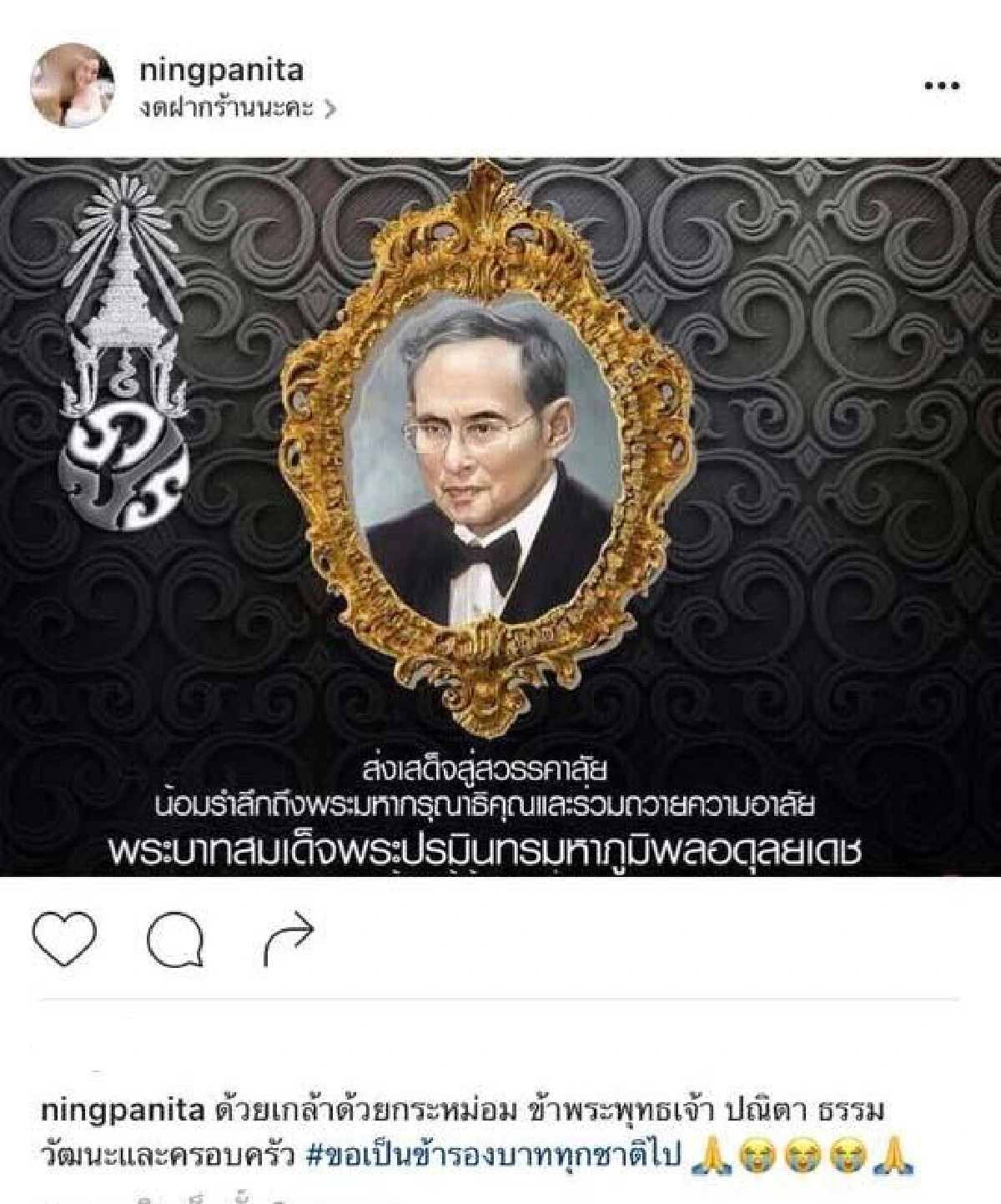 คนบันเทิงร่วมโพสต์ถวายอาลัย "ขอเป็นข้ารองพระบาททุกชาติไป"