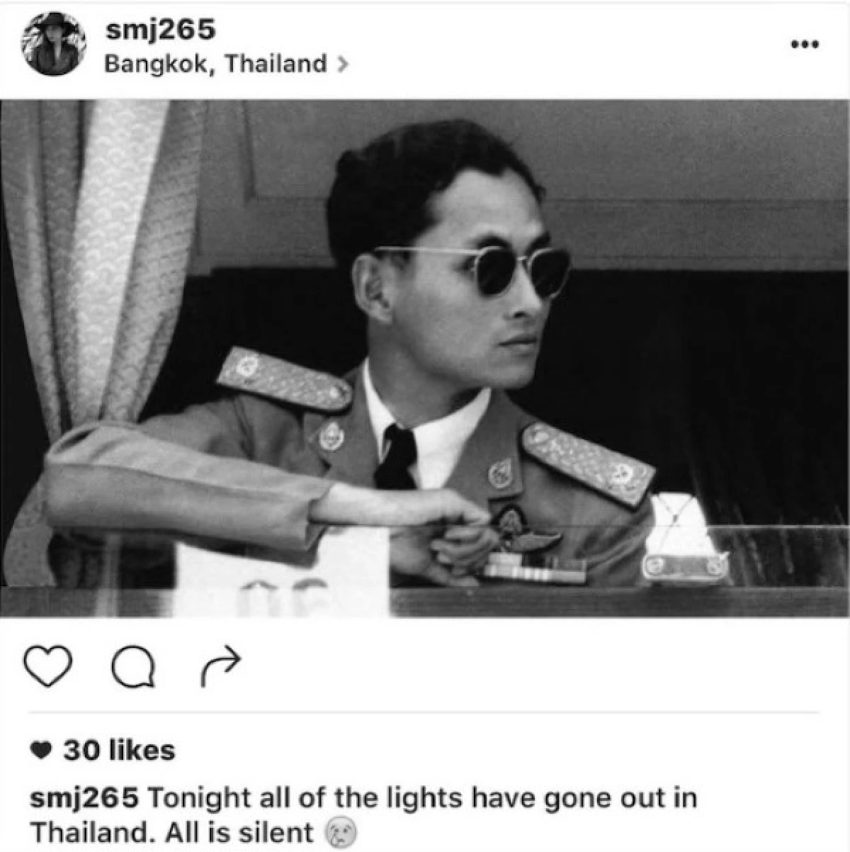 เชื้อพระวงศ์โพสต์ถวายความอาลัยลงอินสตาแกรม