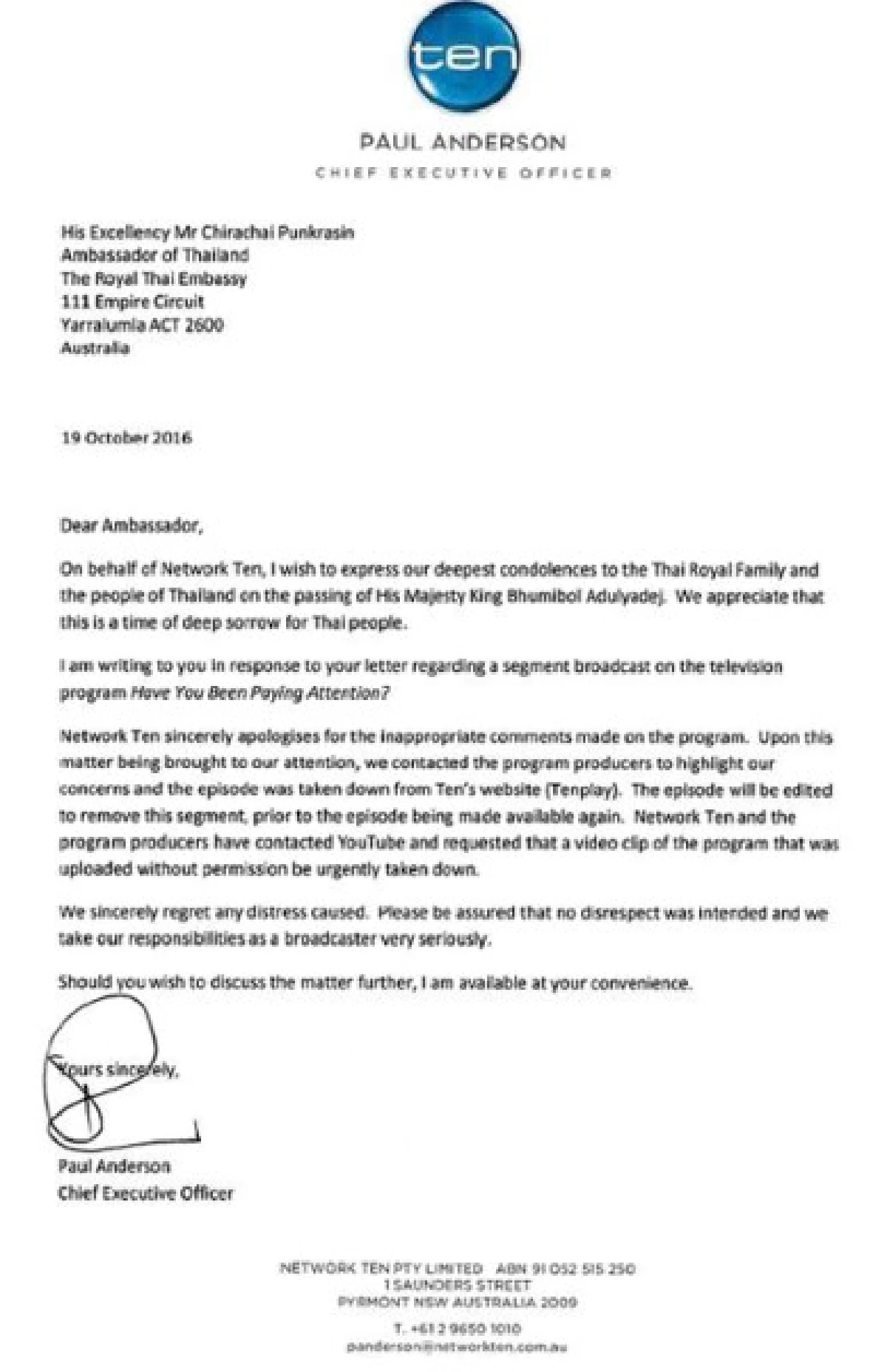 เกมโชว์ออสเตรเลียขอโทษ หลังนำความสูญเสียคนไทยมาล้อเล่น