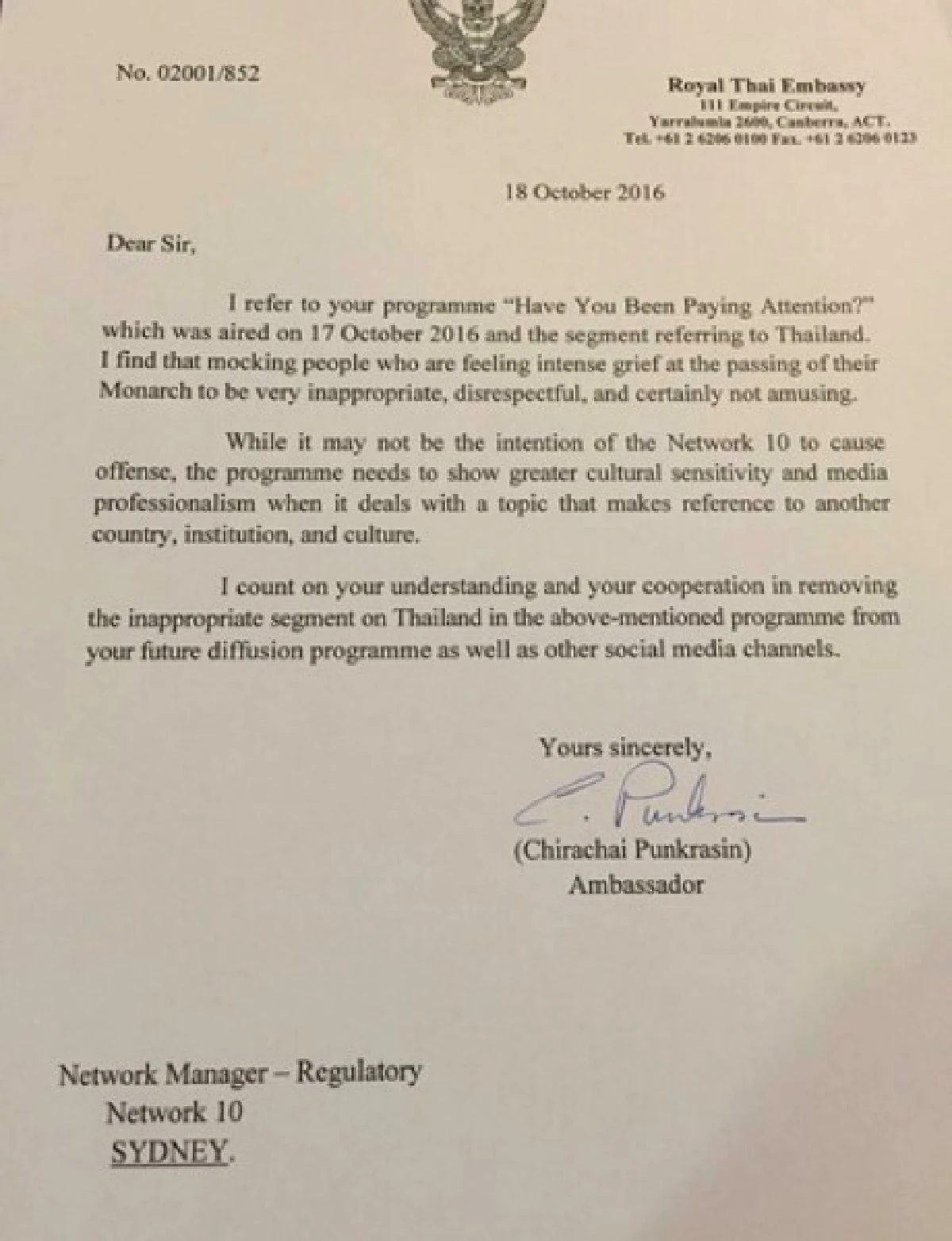 เกมโชว์ออสเตรเลียขอโทษ หลังนำความสูญเสียคนไทยมาล้อเล่น