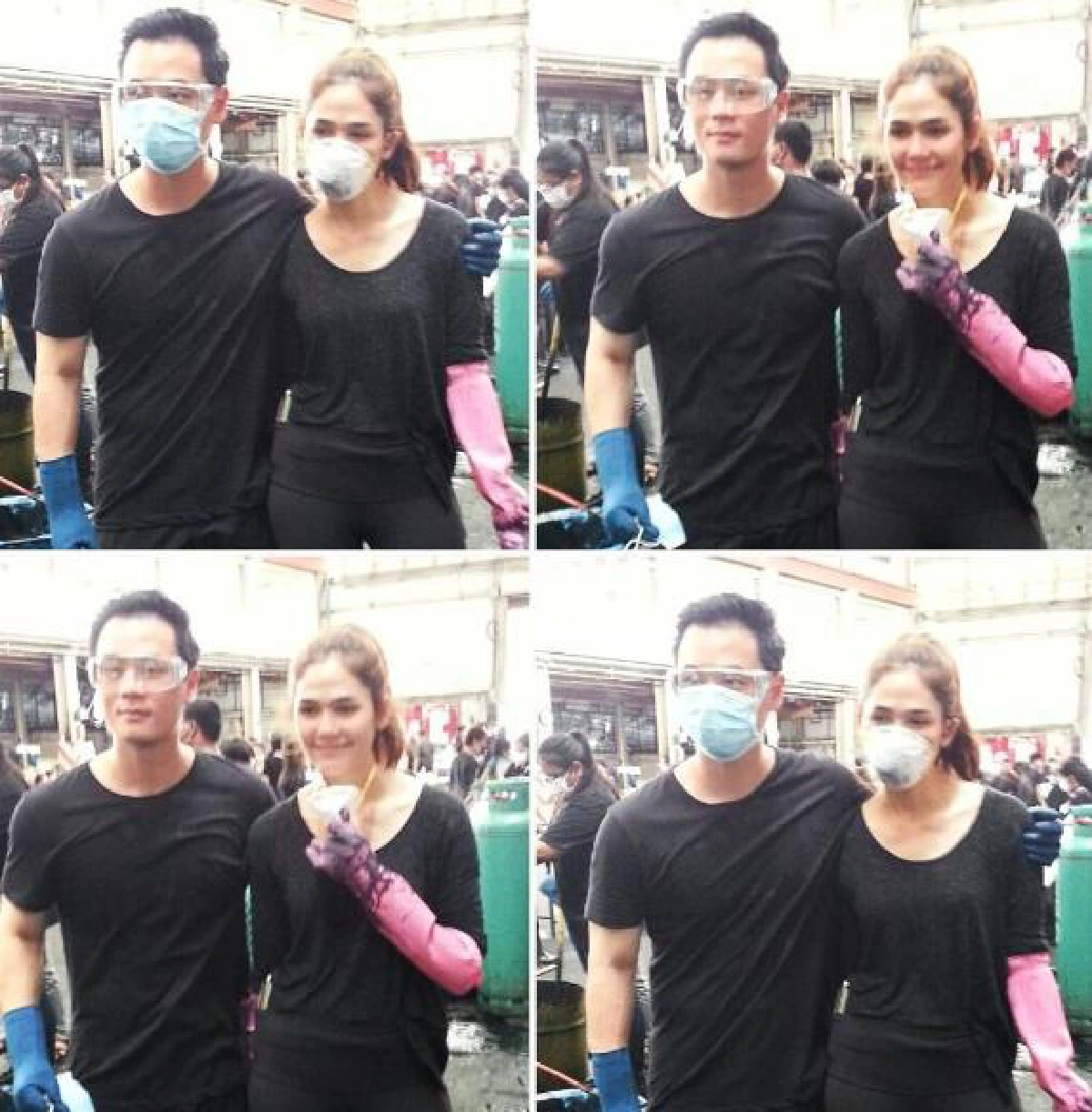 ส่องความน่ารัก! ชมพู่-น็อต ทำดีจิตอาสาทุ่มเทย้อมผ้าดำ