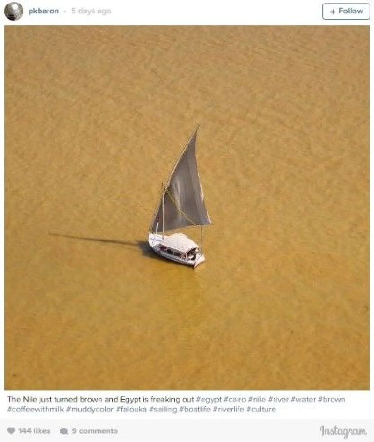 แม่น้ำไนล์วิกฤติหนัก เปลี่ยนเป็นสีน้ำตาลหลังน้ำท่วม