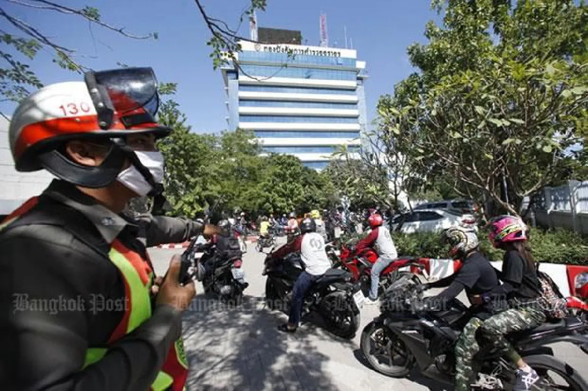 Facebook motorcyclists block road in protest over cop