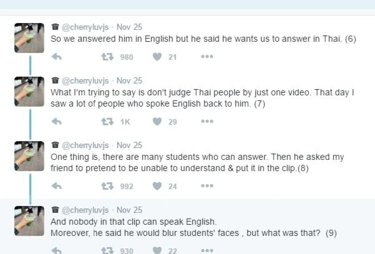 YouTube star accused of mocking Thai English students