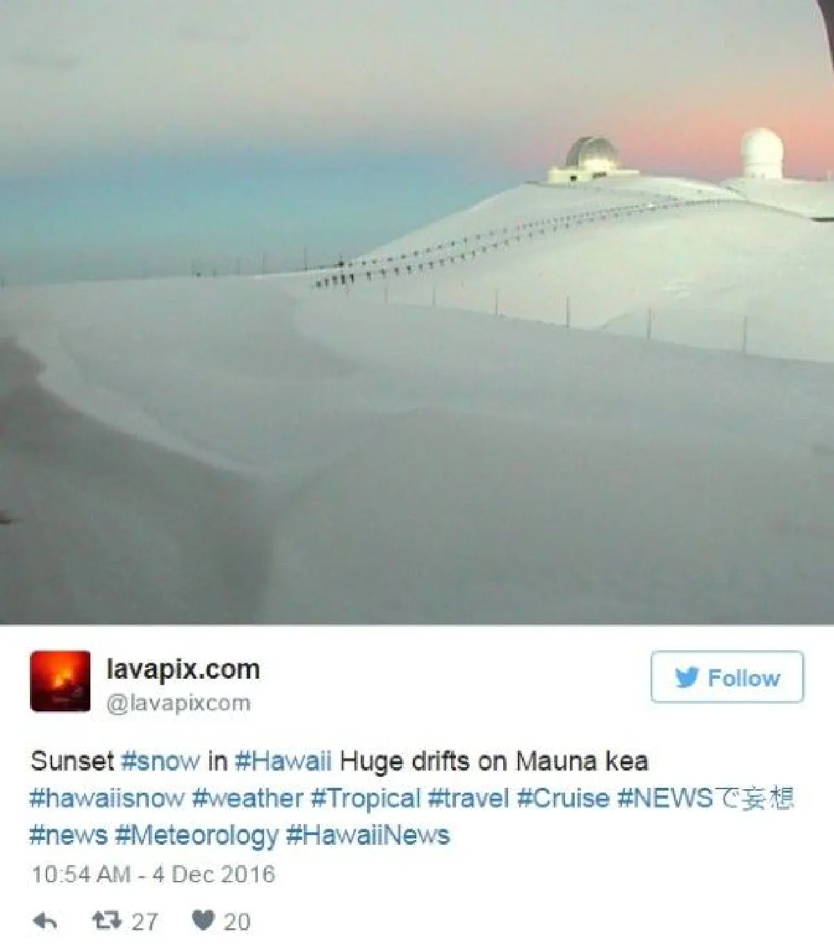 อโลฮา! หิมะตกบนยอดเขาในฮาวายหนา 90 ซม.