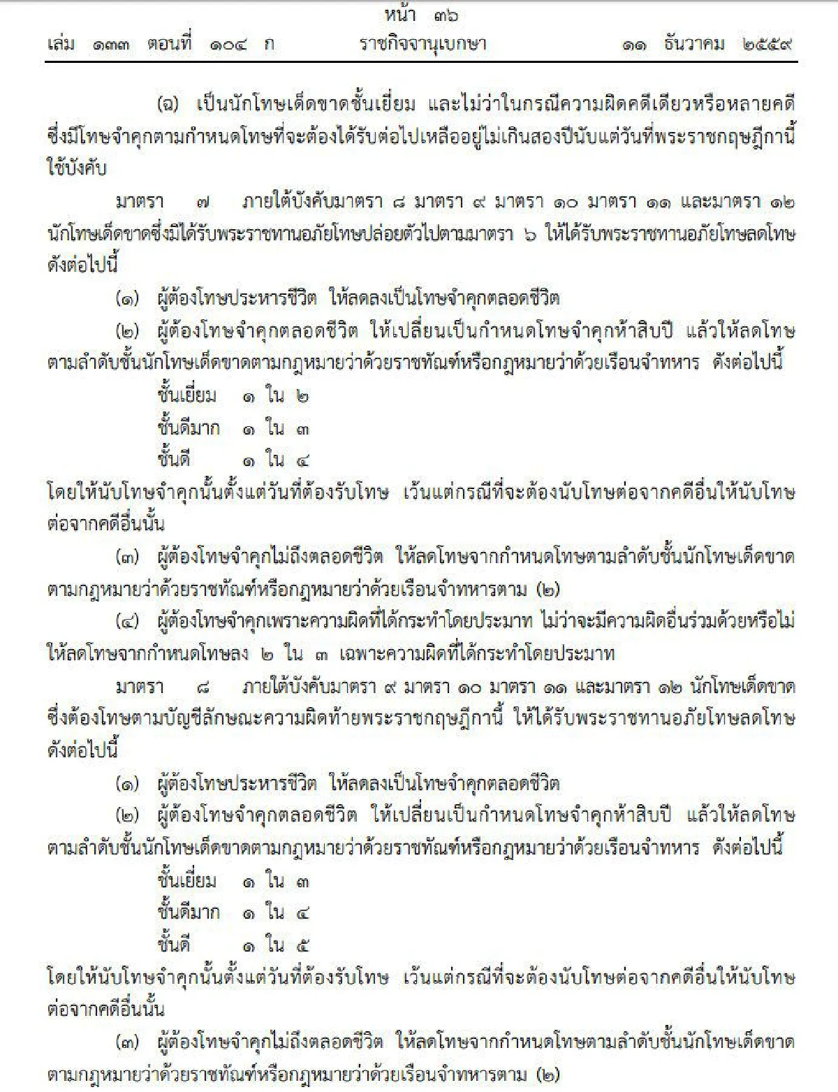 โปรดเกล้าฯพรฎ.พระราชทานอภัยโทษเนื่องในโอกาสขึ้นทรงราชย์