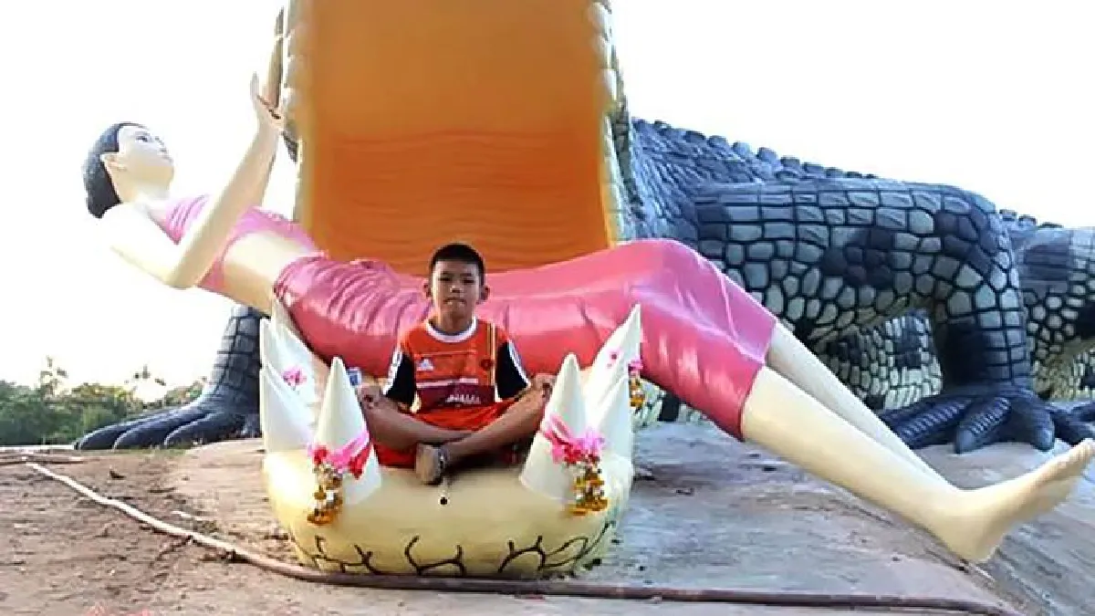 วัดดังพิจิตรปั้นจระเข้ขวางคลองแฝงคติธรรม