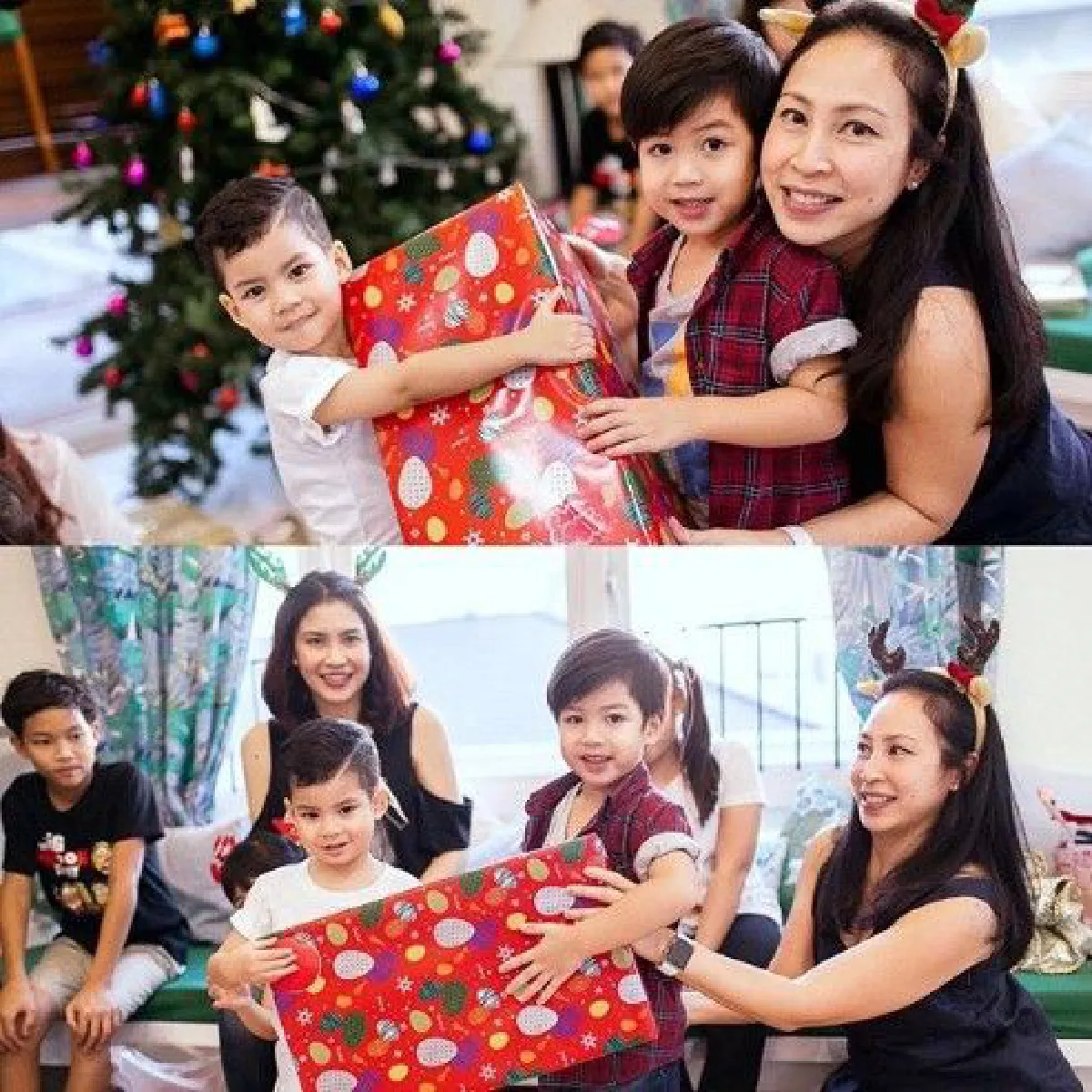 รวมโมเมนต์น่ารัก เหล่าคุณแม่ดาราอุ้มลูกฉลองคริสต์มาสฮาเฮ